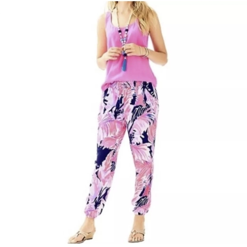 Lilly Pulitzer Paradise Point True Blue‎ Piper Pant Joggers Tassels